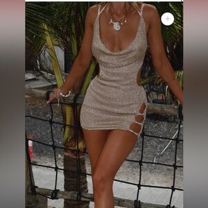 Elegant Tan Mini Dress